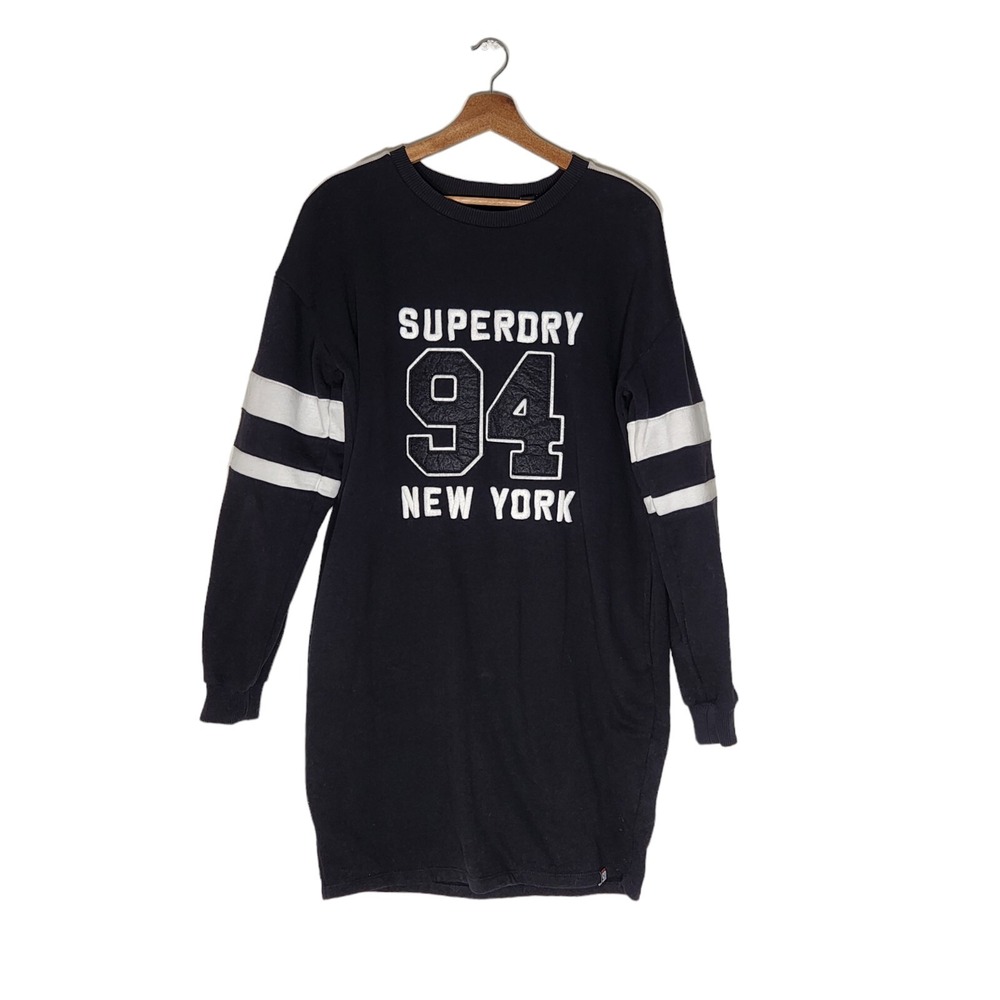 Superdry Crew Neck Sweatshirt Long sleeve Tunic Dress Embroidered NY‎ Size L